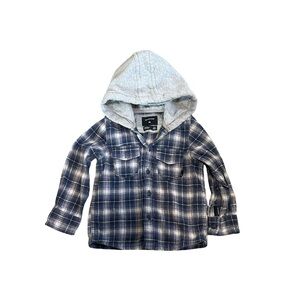 Gray Hooded Plaid Kids Shirt
